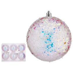 SET 6 PALLINE NATALE ARGENTO 10CM