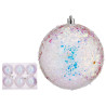 CONJ 6 BOLAS NATAL PRATEADO  10CM