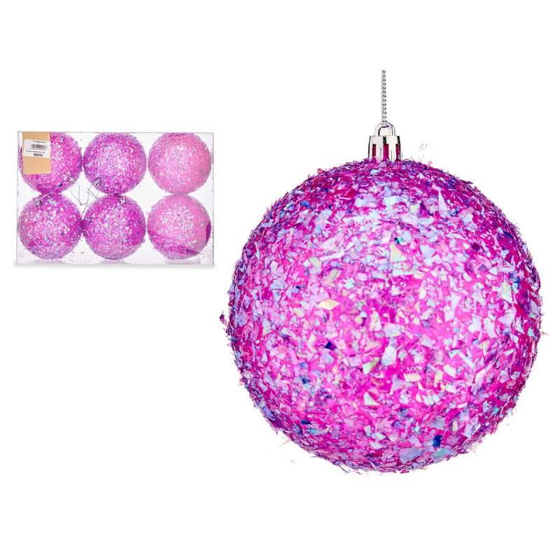 SET 6 BOLAS NAVIDAD MORADO 10CM