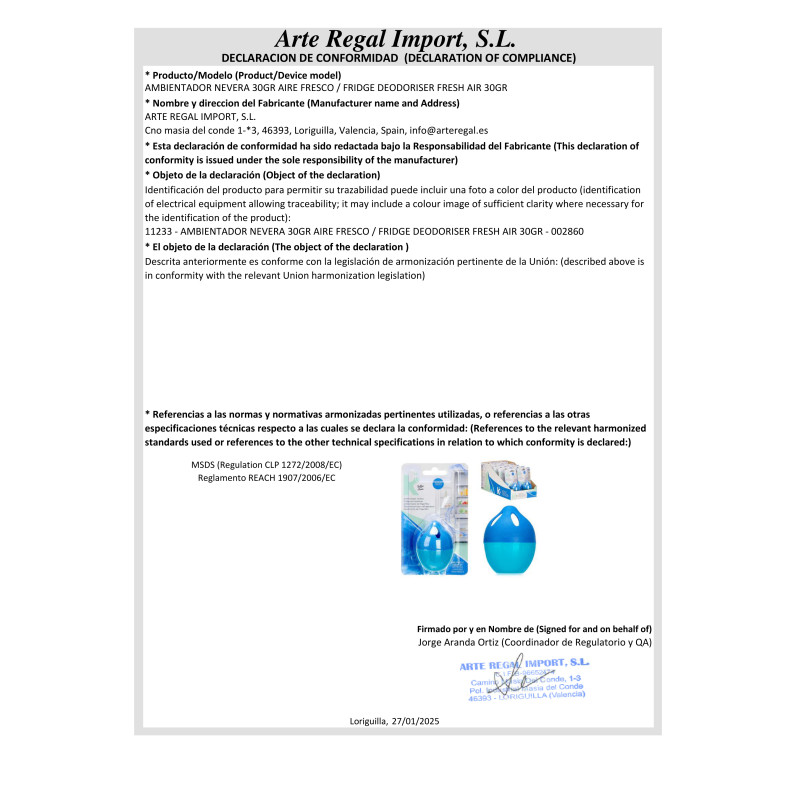 DEODORANTE PER FRIGORIFERO 30GR ARIA FRESCA