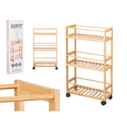 BAMBOO SHELF WITH WHEELS 3 SHELVES