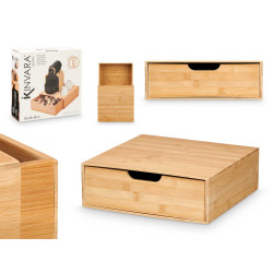 CAIXA BAMBU QUADRADA COM GAVETA