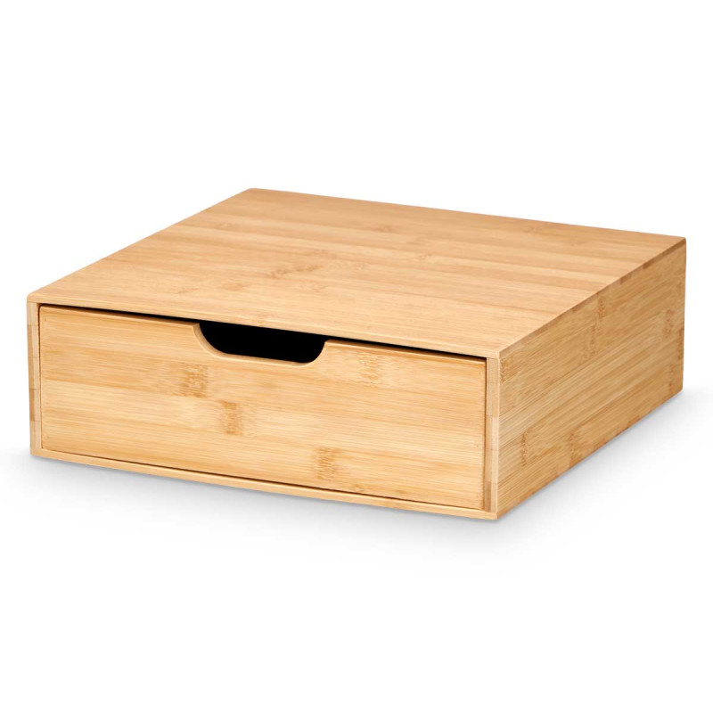 CAIXA BAMBU QUADRADA COM GAVETA