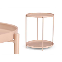 LIGHT BROWN ROUND SIDE TABLE