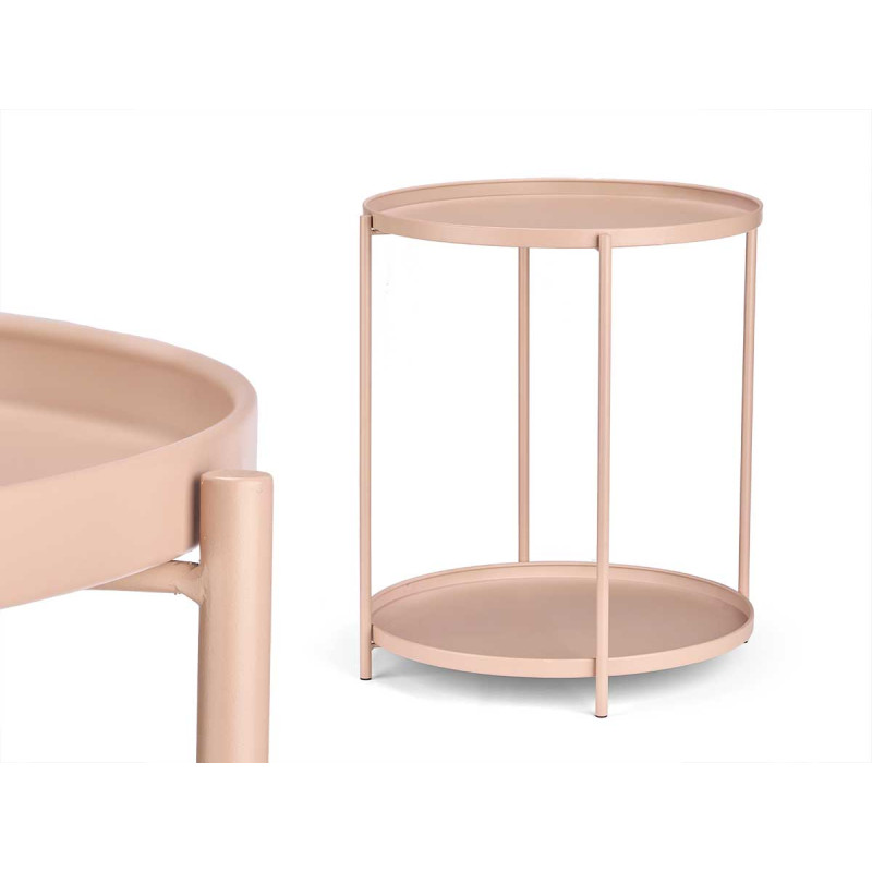 LIGHT BROWN ROUND SIDE TABLE