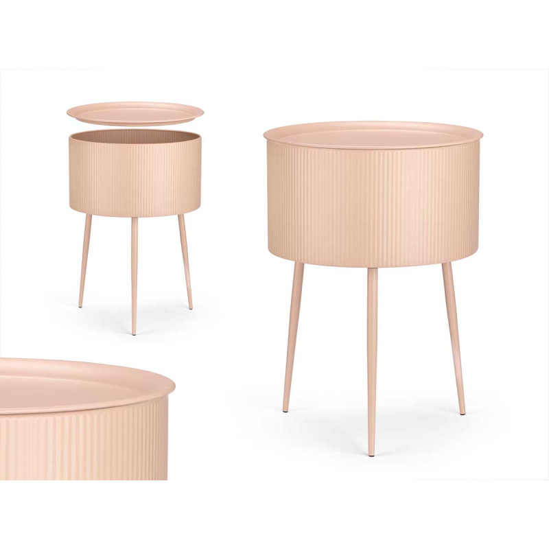 ROUND SIDE TABLE LIGHT BROWN BASE