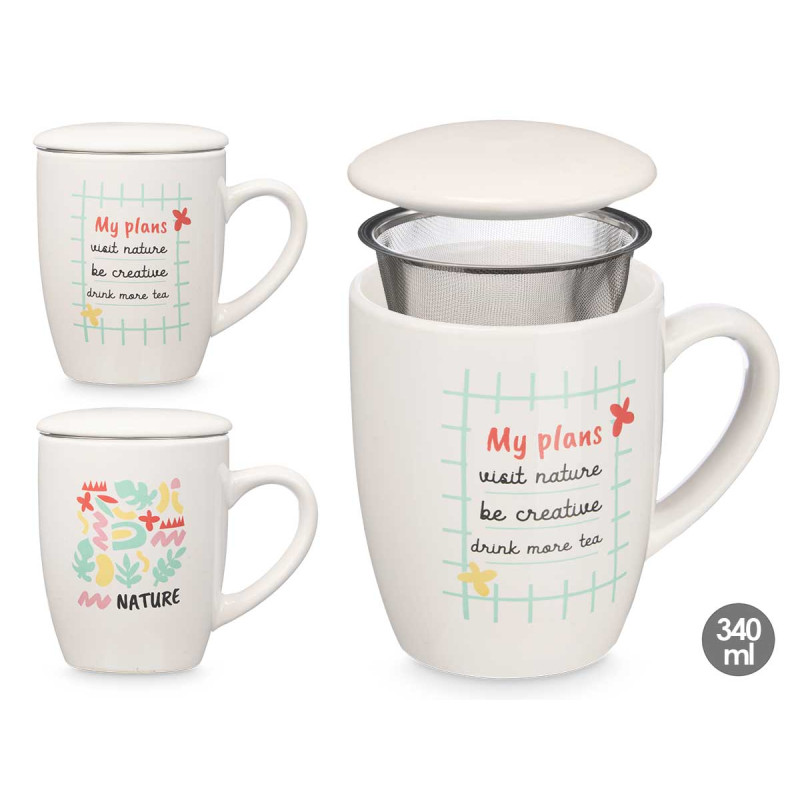 TAZZA PORCELLANA NATURE TAPPO FILTRO ASS2 340ML