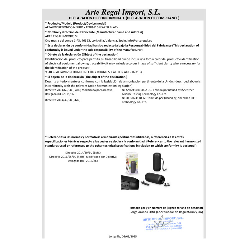 ALTOPARLANTE ROTONDO NERO 