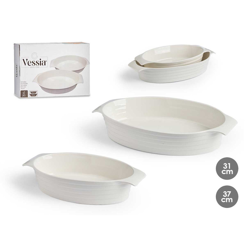 SET 6 OVAL BAKING PLATE CLOSED HANDLE
