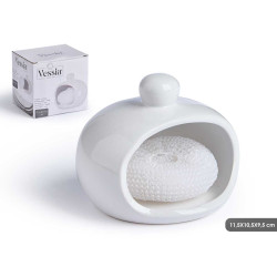 SUPORTE PARA ESPONJA BRANCO COM ESPONJA 