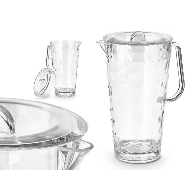 PICHET AVEC COUVERCLE PLAST POINTS 2000ML TRANSP