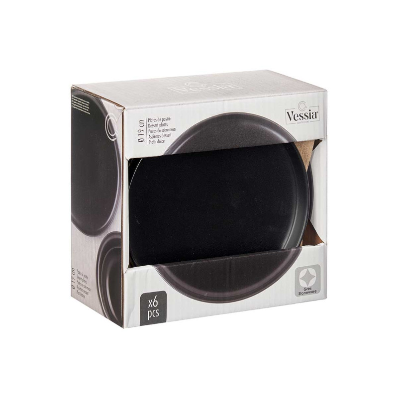 STONEWARE DESSERT PLATE BLACK 20CM