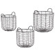 SET 3 PANIERS METALIQUES RONDS NOIR AVEC ANSES 