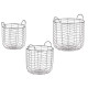 SET 3 PANIERS METALIQUES RONDS ARGENT AVEC ANSES 