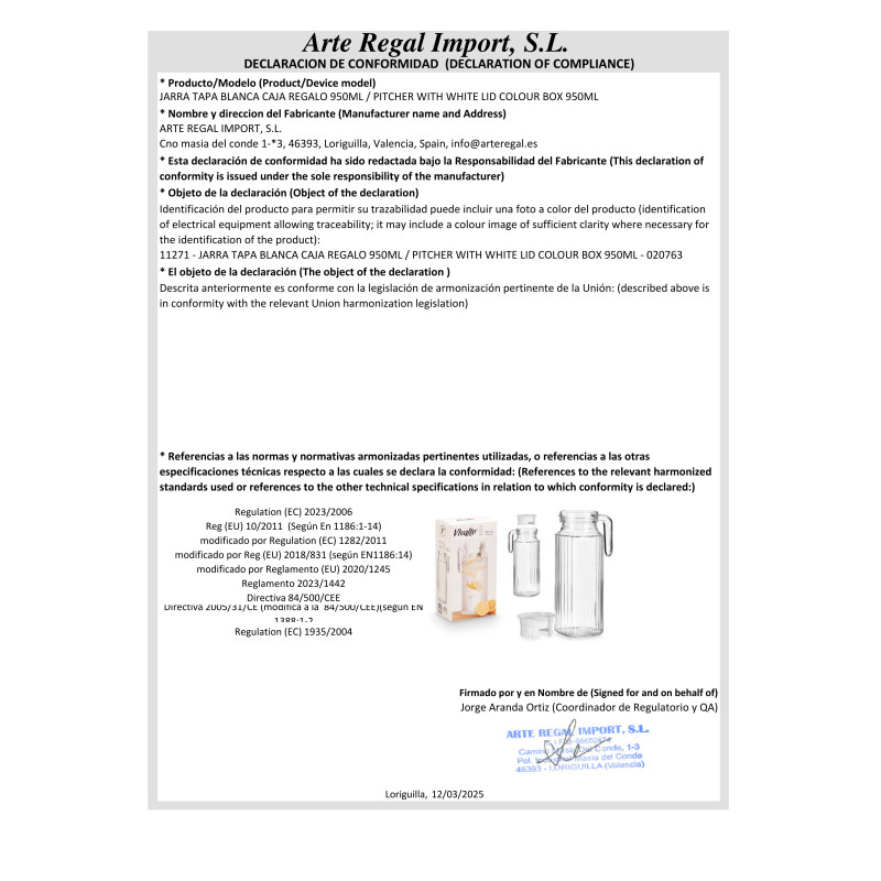 BROCCA TAPPO BIANCO SCATOLA REGALO 950ML