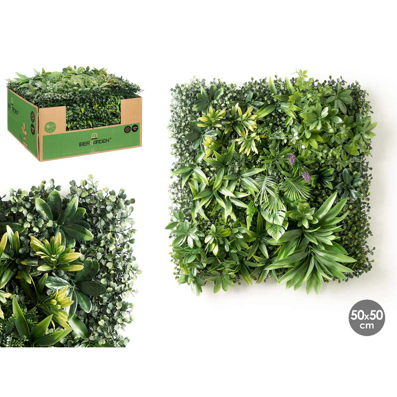 JARDIM VERTICAL FOLHA ROXA E AMARELA 50X50CM