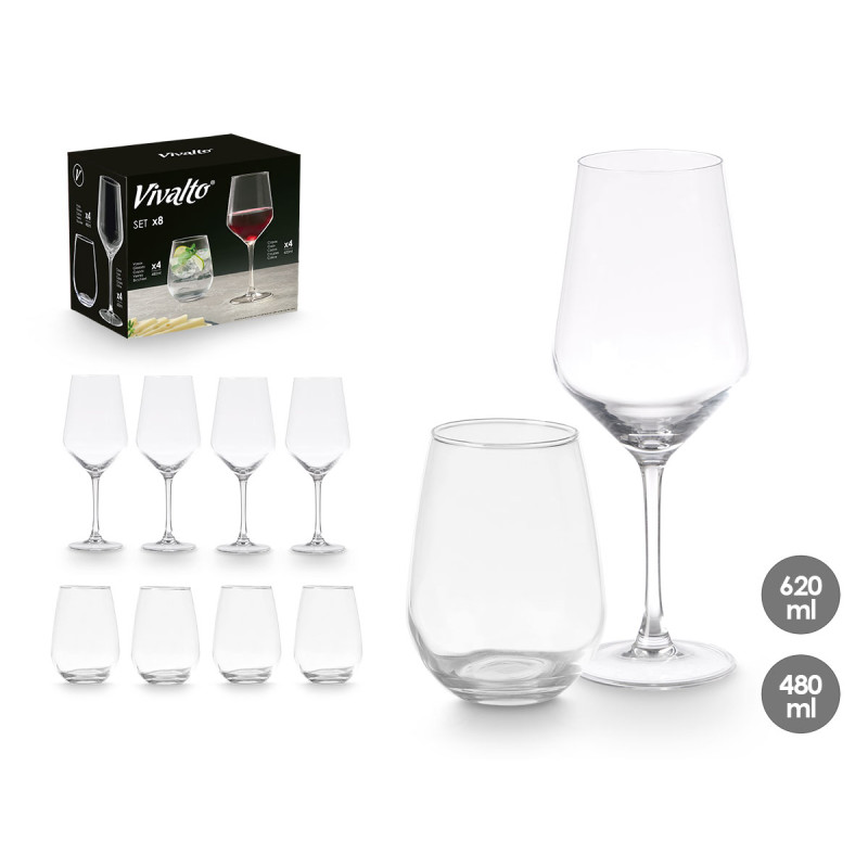 SET 8 PZ BICCHIERE 480ML CALICE 620ML