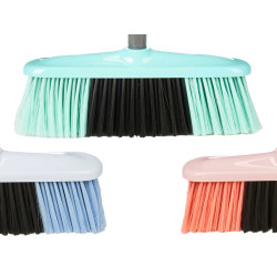 WOODEN STICK BROOM 120CM ASSORT 3 COLOURS