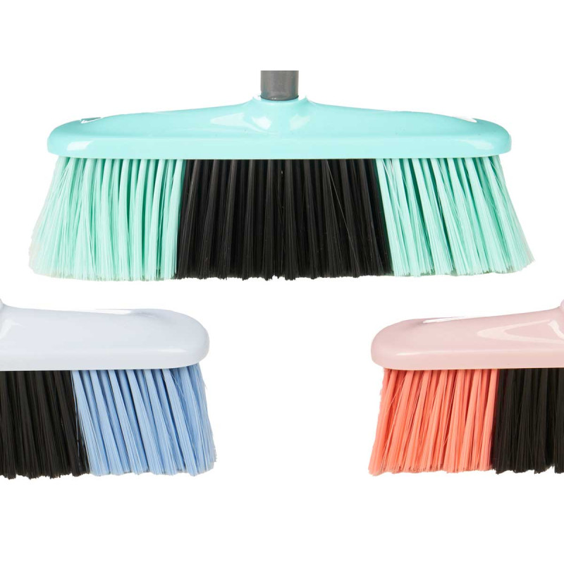 WOODEN STICK BROOM 120CM ASSORT 3 COLOURS