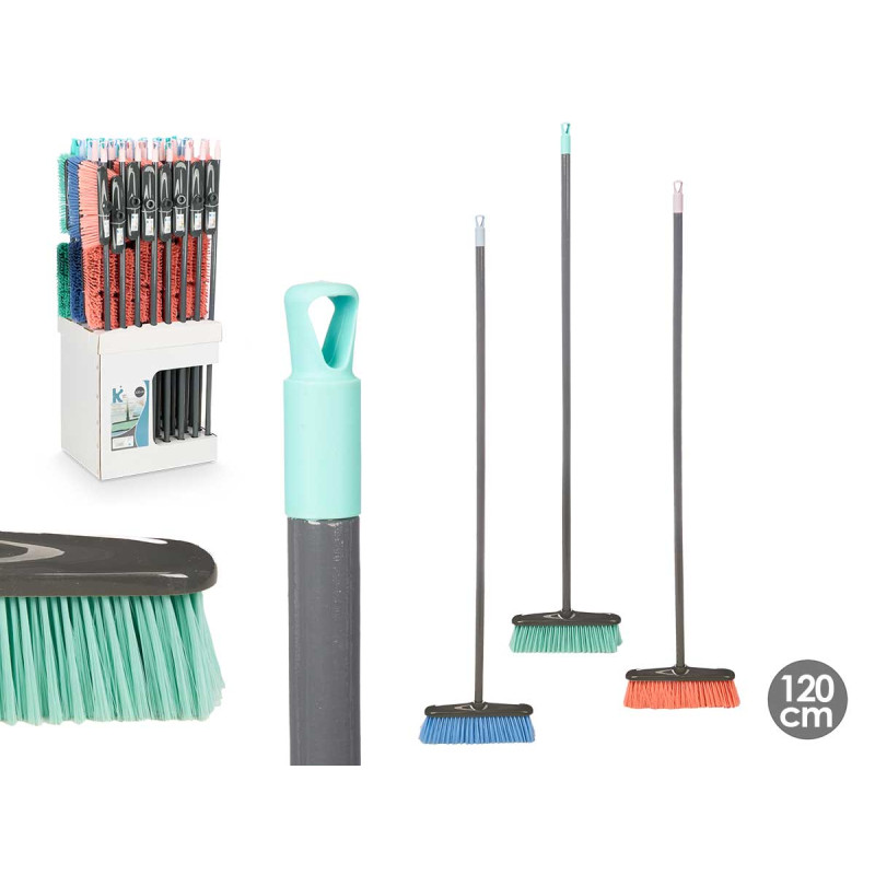 WOODEN STICK BROOM ANTHRACITE ASSORT 3 COLOURS