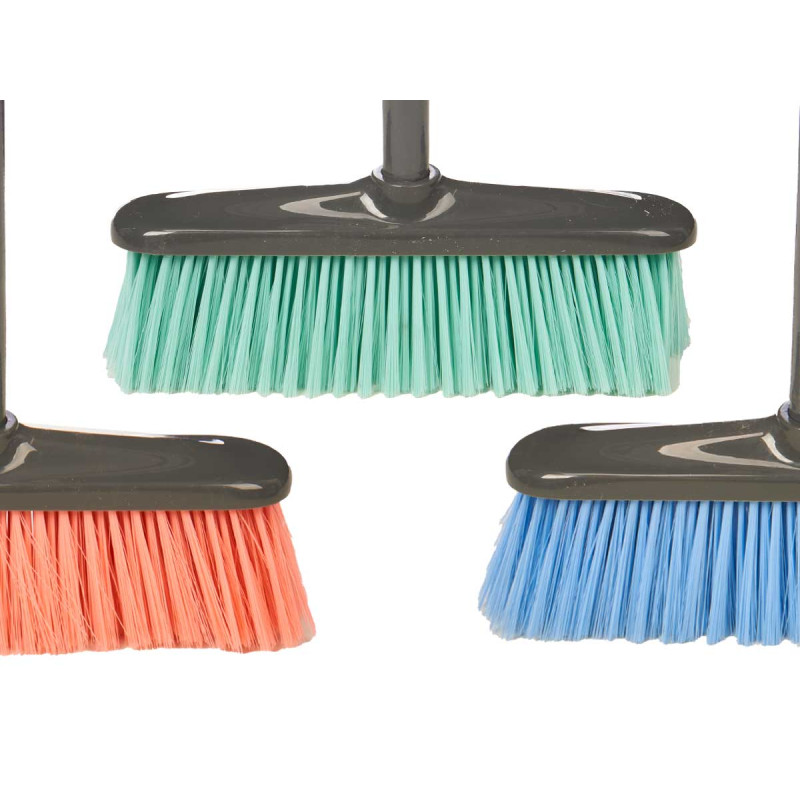 WOODEN STICK BROOM ANTHRACITE ASSORT 3 COLOURS