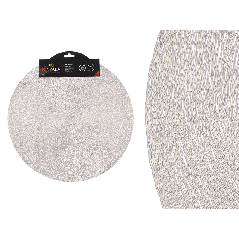 ROUNDED TABLE MAT SILVER STRIPED