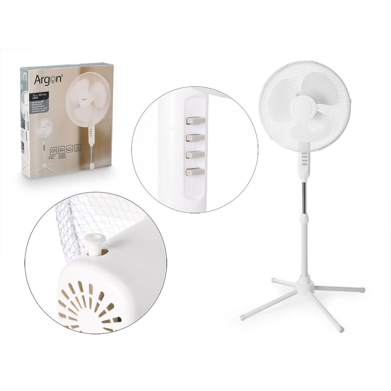 STANDING FAN WHITE 40W GREY BUTTONS 