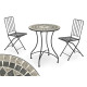 SET MESA MOSAICO GRIS 2 SILLAS FORJA NEGRA