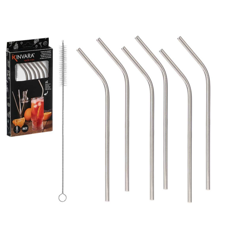 SET 6 STEEL STRAW WITH CLEANER