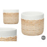 POT EN CIMENT EFFET ROTIN 12CM BLANC