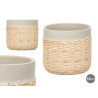 CEMENT POT RATTAN EFFECT 16CM GREY