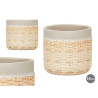 CEMENT POT RATTAN EFFECT 14CM GREY