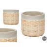 CEMENT POT RATTAN EFFECT 12CM GREY