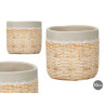 CEMENT POT RATTAN EFFECT 10CM GREY