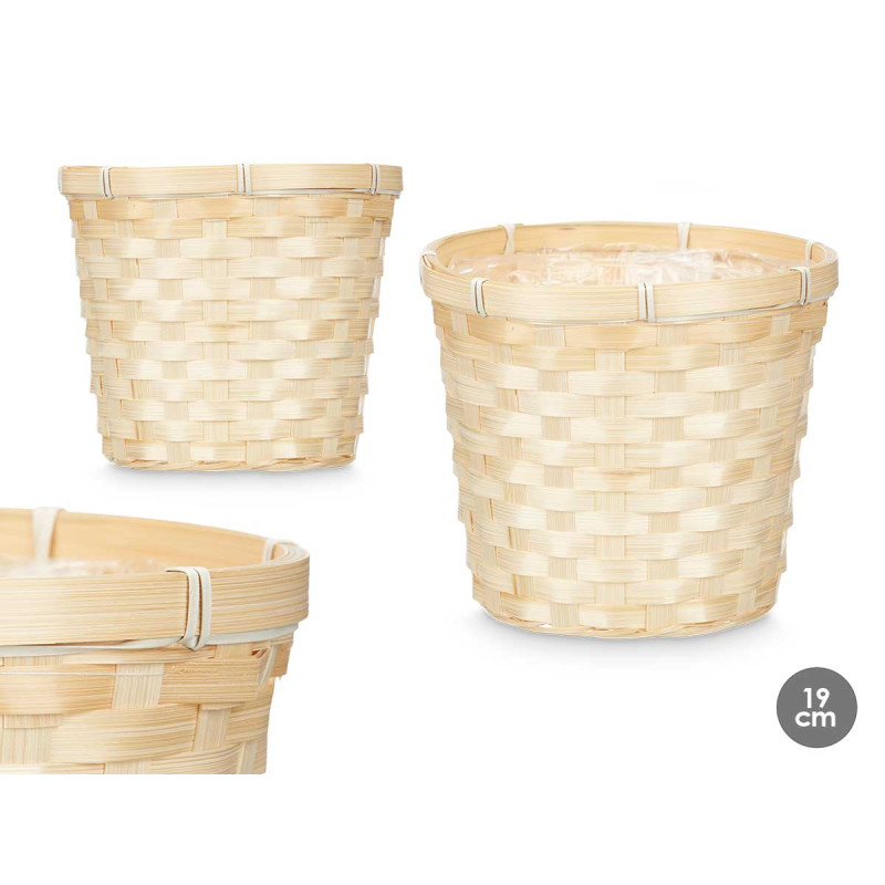 CACHE-POT ROND EN BAMBOU TRESSÉ 19CM