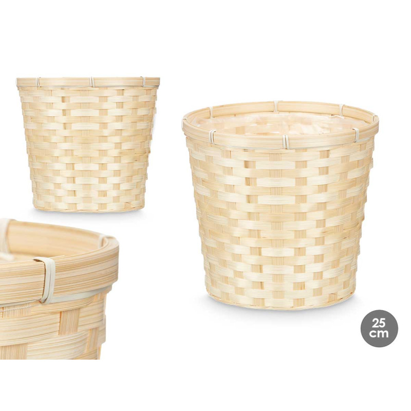 CACHE-POT ROND EN BAMBOU TRESSÉ 25CM