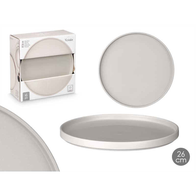 PLATO LLANO 26 CM LISO GRIS