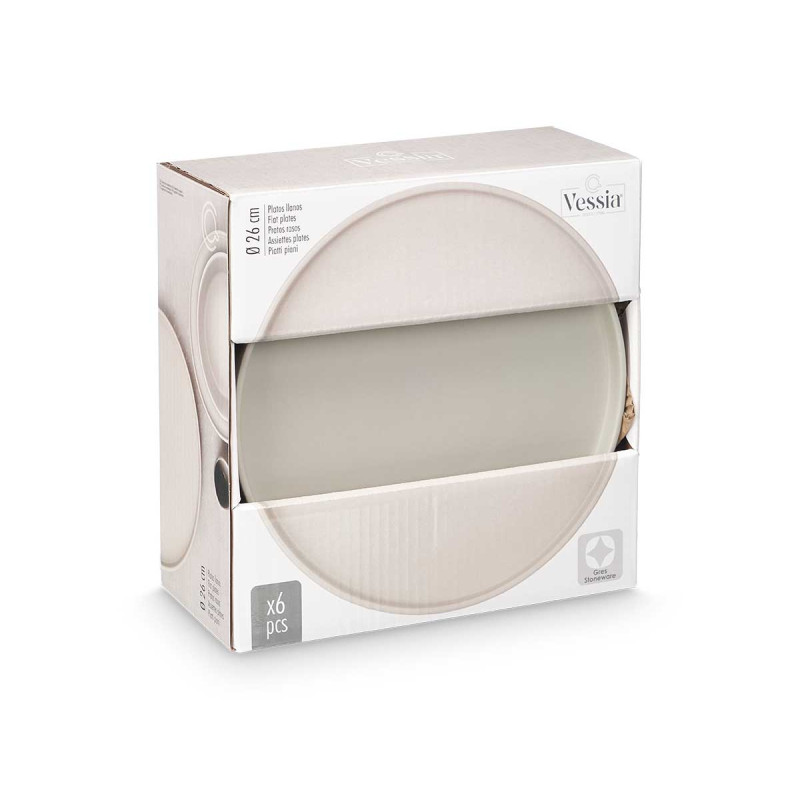 PLATO LLANO 26 CM LISO GRIS