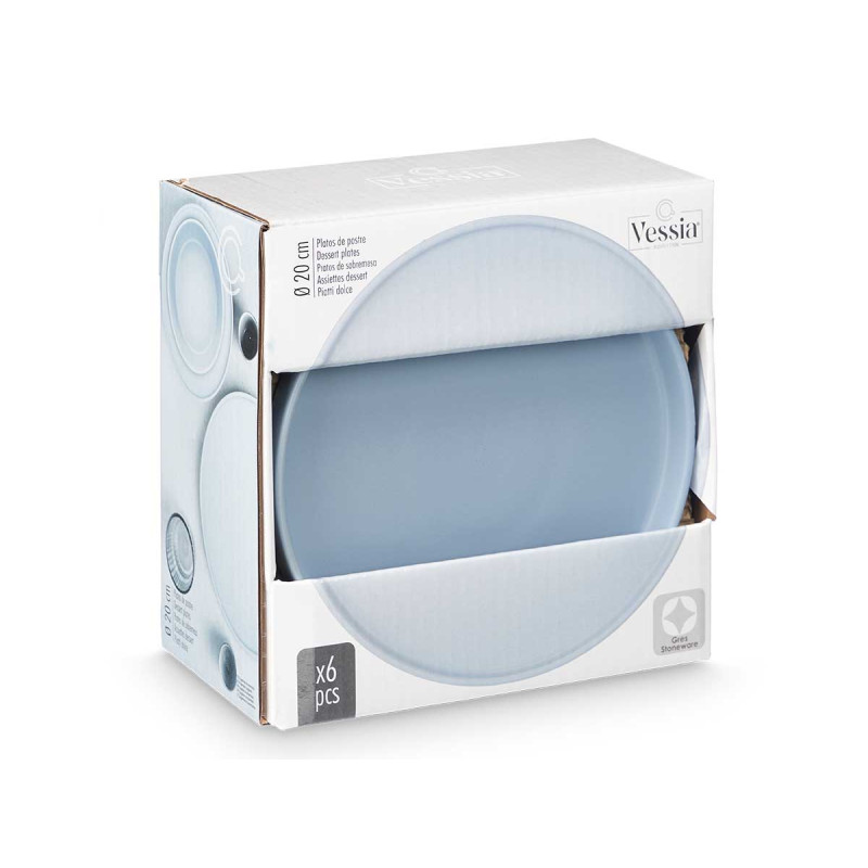 PLATO POSTRE 20 CM LISO AZUL