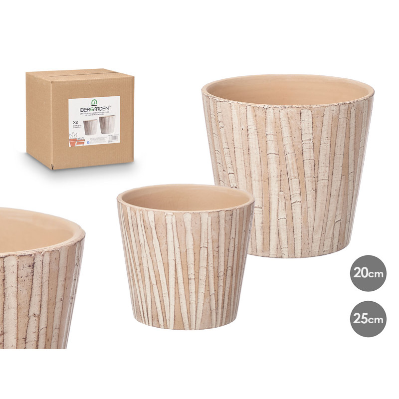 SET 2 MACETAS CONICAS EFECTO TRONCO 20 25CM