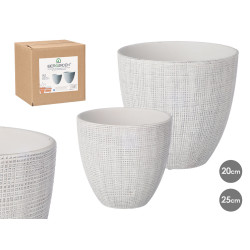 SET 2 VASI QUADRATI BIANCO 20 25CM