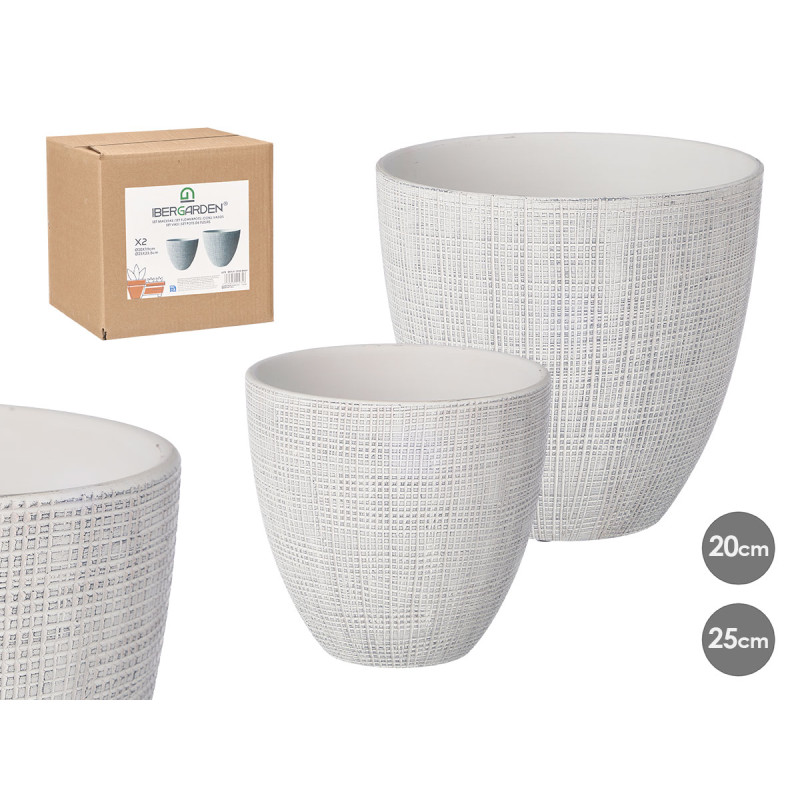 SET 2 VASI QUADRATI BIANCO 20 25CM
