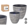 SET 2 CHEQUERED POTS ANTHRACITE 20 25CM  