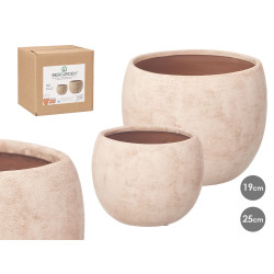 SET 2 POTS RUGUEUX BEIGE 19 25CM