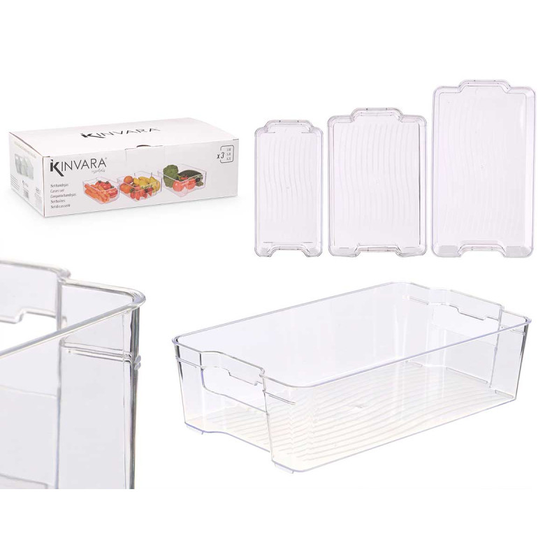 SET 3 BANDEJAS ORGANIZAD TRANSP NEVERA 