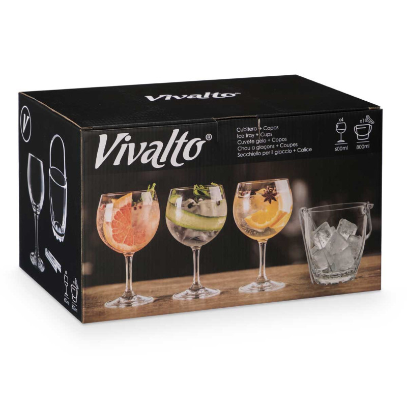 SET SECCHIO GHIACCIO 4 CALICI GIN TONIC