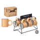 SET 6 TAZAS CAFE BEIGE SOPORTE 100ML