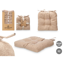 SET 2 COUSSINS DE CHAISE BRUN 40X40CM