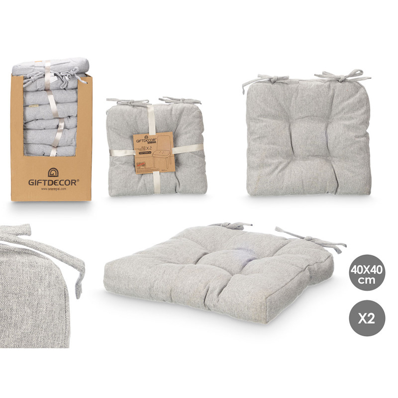 SET 2 CUSCINI SEDIA GRIGIO CHIARO 40X40CM