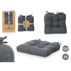 SET 2 COJINES SILLA GRIS OSCURO 40X40CM